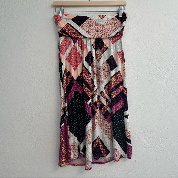 Esmara Boho Abstract Print Wrap Midi Skirt Women’s Size M Pink Black Festival - Picture 3 of 4